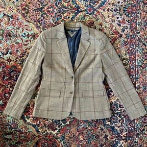 Tommy Hilfiger Womens Brown Plaid Blazer size 8